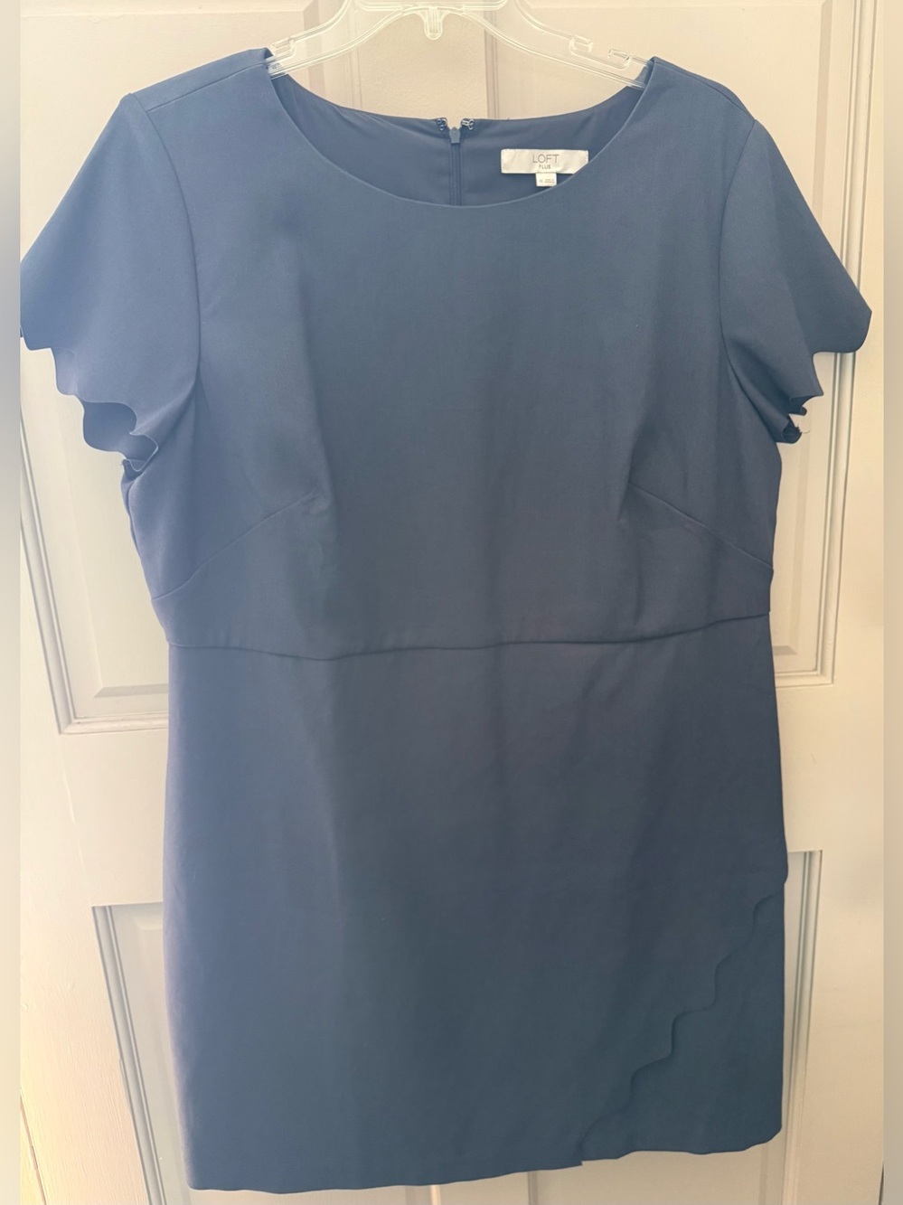 LOFT Slate Blue Scallop-Edge Mini Dress